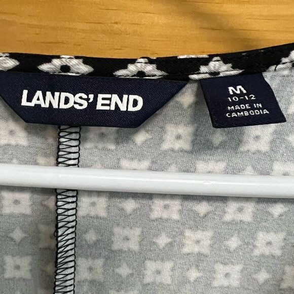 Lands’ End black and white printed dress with pockets size M ((10-12) - Picture 4 of 5